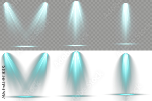Set of glowing ray cyan, for web or poster use.