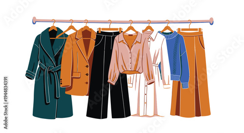 Set of 7 clothing items vector