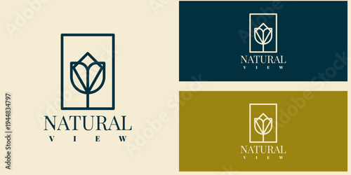 natural view logo design with leaf symbol