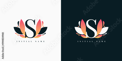 letter s logo, floral design, initial name template