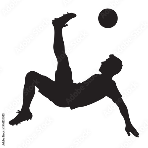 Striker bicycle kick acrobatics silhouette vector illustration