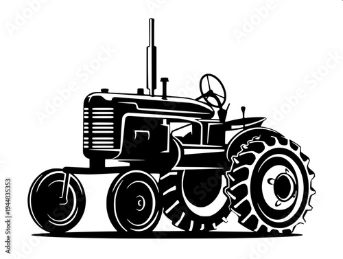 "combine harvester silhouette vector, black solid shape farming machine, side view agricultural harvester with cutting header and grain auger, farmer inside cabin, high contrast black on white backgro