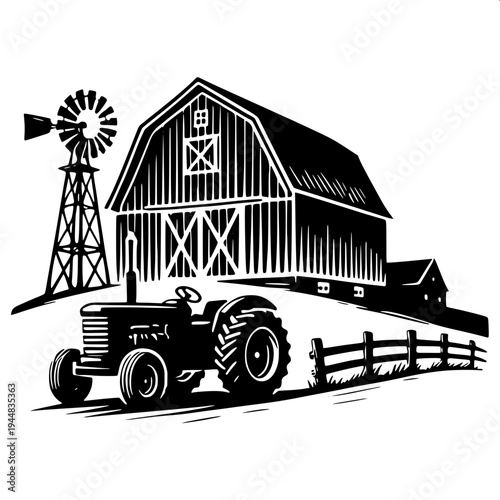 "combine harvester silhouette vector, black solid shape farming machine, side view agricultural harvester with cutting header and grain auger, farmer inside cabin, high contrast black on white backgro