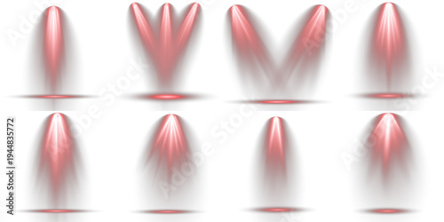 Set of floodlight red vivid, festive atmosphere design.
