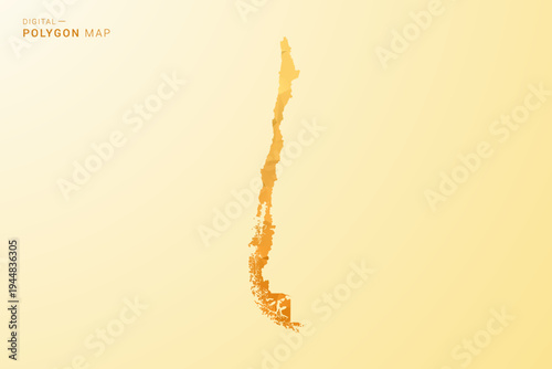 Chile Map - Polygon style vector illustration in yellow and orange low poly geometric design, modern minimal silhouette, isolated for infographic.