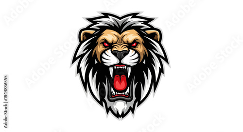 Roaring Lion Face Close Up Portrait.