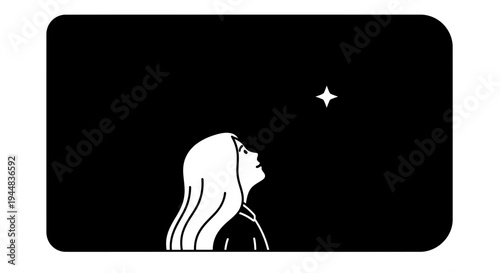 Woman looking up at starry night.