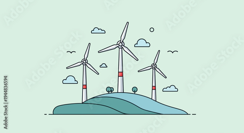 Wind Turbines on a Hilltop.