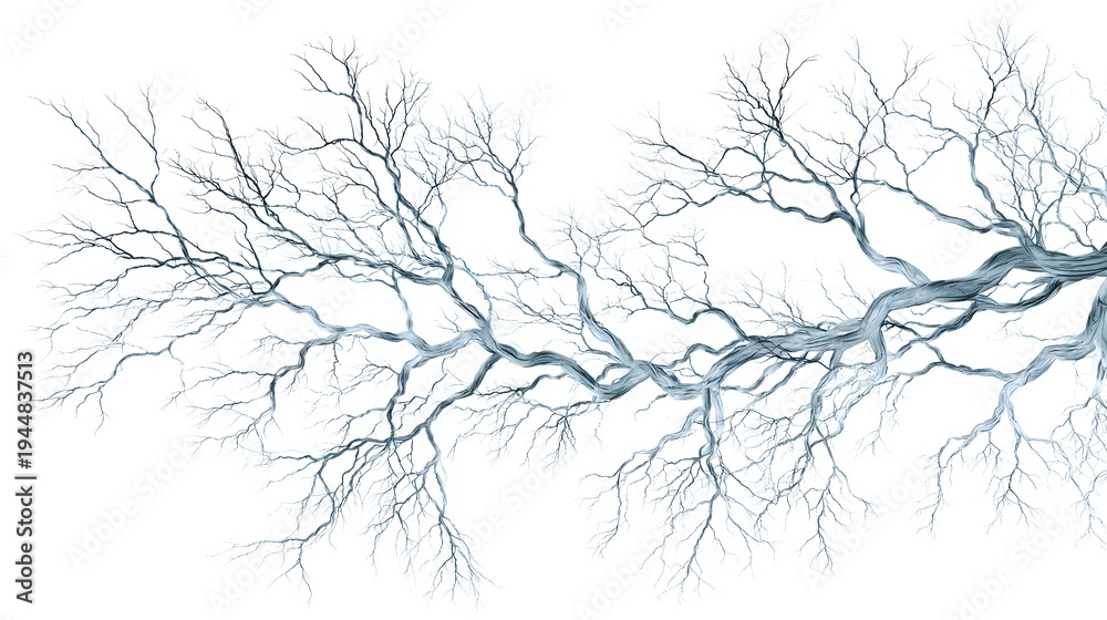 Obraz premium Bare Tree Branches Against a White Sky.