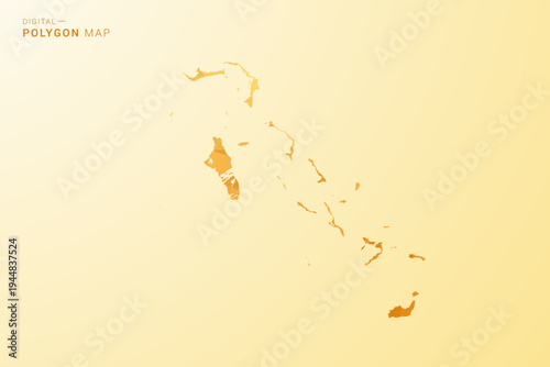 Bahamas Map - Polygon style vector illustration in yellow and orange low poly geometric design, modern minimal silhouette, isolated for infographic.