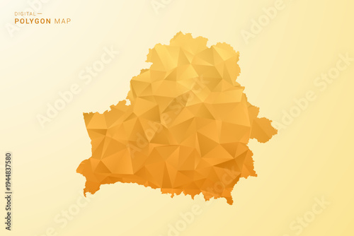 Belarus Map - Polygon style vector illustration in yellow and orange low poly geometric design, modern minimal silhouette, isolated for infographic.