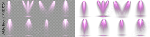 Bundle of light sources violet vivid, for theater and gallery.
