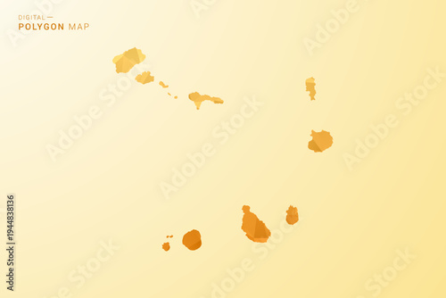 Cabo Verde Map - Polygon style vector illustration in yellow and orange low poly geometric design, modern minimal silhouette, isolated for infographic.