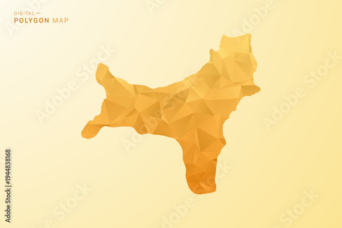 Christmas Island Map - Polygon style vector illustration in yellow and orange low poly geometric design, modern minimal silhouette, isolated for infographic.
