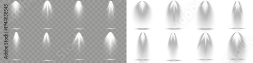 Set of spotlight white vivid, on transparent background.