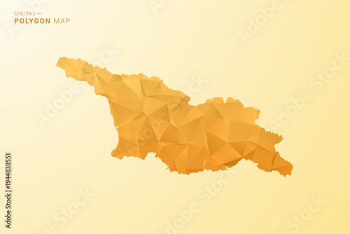 Georgia Map - Polygon style vector illustration in yellow and orange low poly geometric design, modern minimal silhouette, isolated for infographic.
