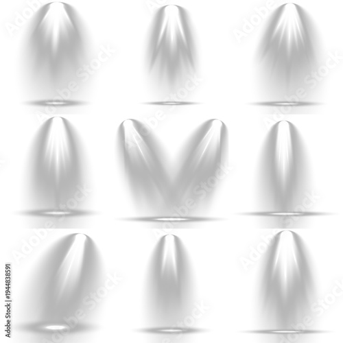 Set of light sources realistic vivid, for concert illumination.