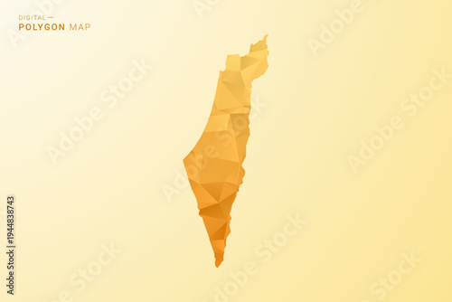 Palestine Map - Polygon style vector illustration in yellow and orange low poly geometric design, modern minimal silhouette, isolated for infographic.