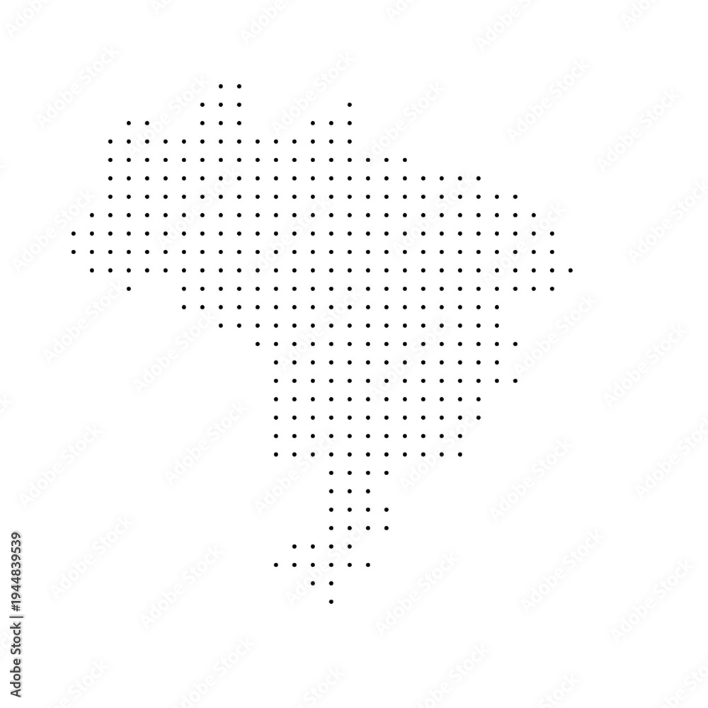 Fototapeta premium Brazil country dotted map. Black spot pixel illustration isolated on white background. Vector circle mosaic.