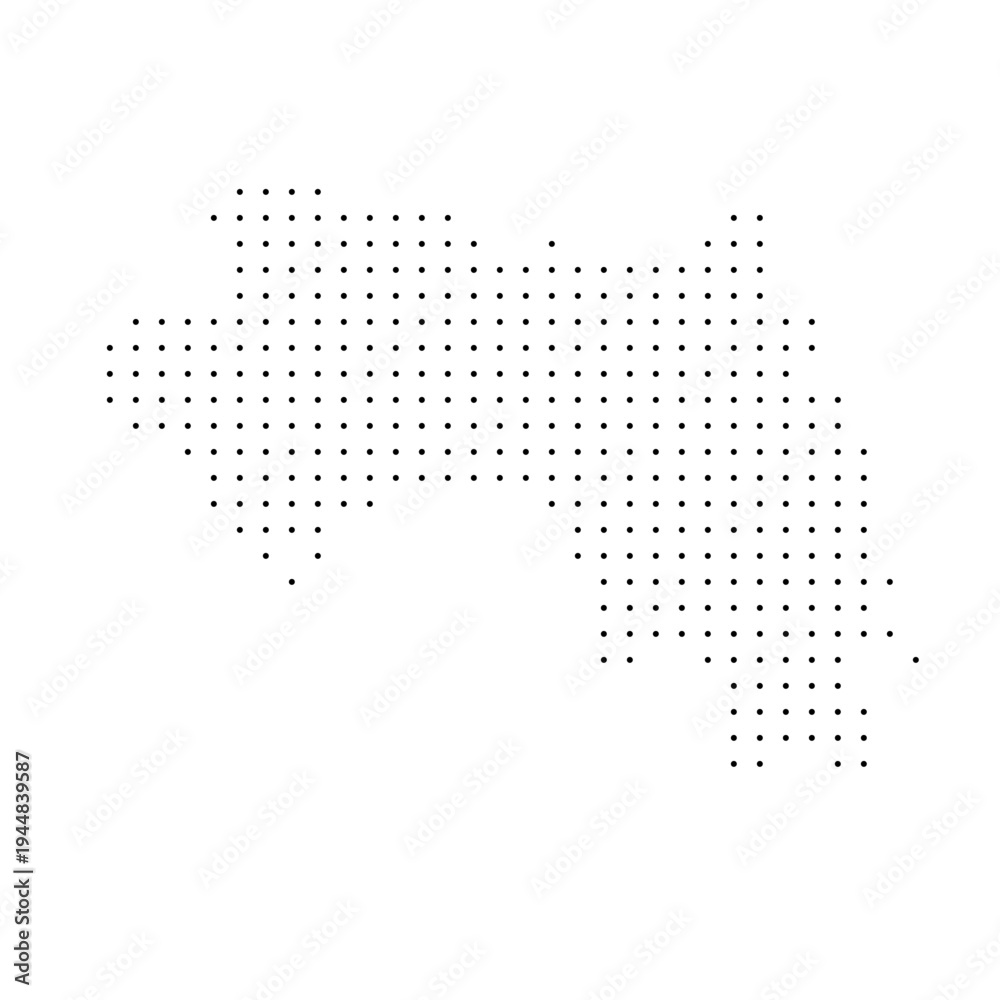 Fototapeta premium Guinea country dotted map. Black spot pixel illustration isolated on white background. Vector circle mosaic.