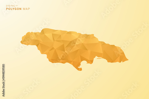 Jamaica Map - Polygon style vector illustration in yellow and orange low poly geometric design, modern minimal silhouette, isolated for infographic.