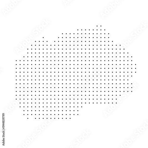 North Macedonia country dotted map. Black spot pixel illustration isolated on white background. Vector circle mosaic.