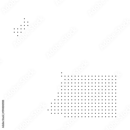 Equatorial Guinea country dotted map. Black spot pixel illustration isolated on white background. Vector circle mosaic.