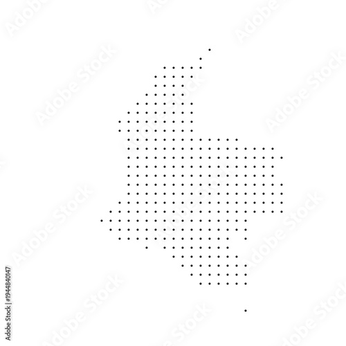 Colombia country dotted map. Black spot pixel illustration isolated on white background. Vector circle mosaic.