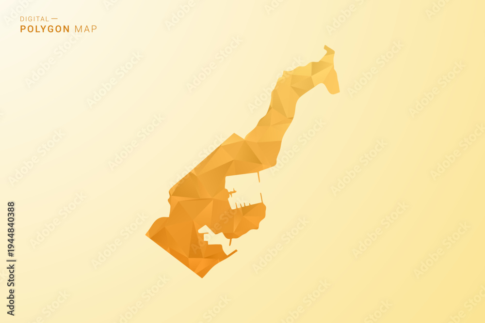 Obraz premium Monaco Map - Polygon style vector illustration in yellow and orange low poly geometric design, modern minimal silhouette, isolated for infographic.