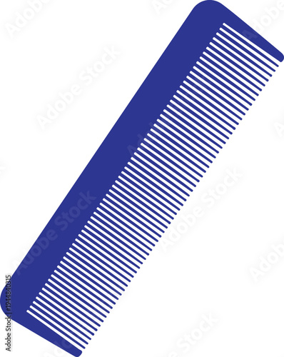 Blue comb for hair, dental hygiene tool, plastic grooming accessory, personal care item