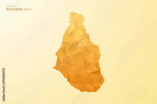 Montserrat Map - Polygon style vector illustration in yellow and orange low poly geometric design, modern minimal silhouette, isolated for infographic.