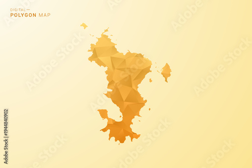 Mayotte Map - Polygon style vector illustration in yellow and orange low poly geometric design, modern minimal silhouette, isolated for infographic.