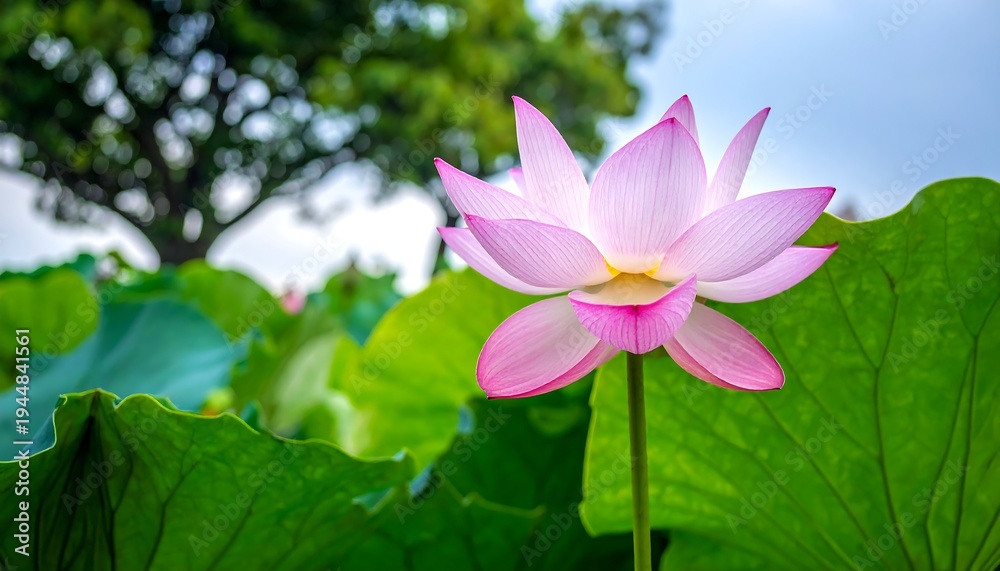 Fototapeta premium Beautiful Lotus Flower Blooming in a Serene Garden.