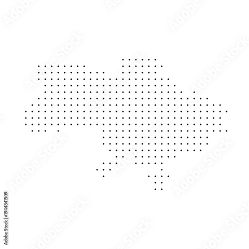 Ukraine country dotted map. Black spot pixel illustration isolated on white background. Vector circle mosaic.