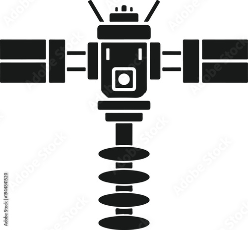 Satellite symbol orbital space technology communication device science exploration graphic icon