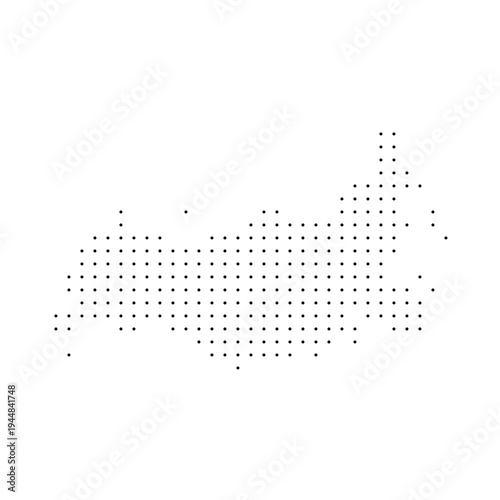 Russia country dotted map. Black spot pixel illustration isolated on white background. Vector circle mosaic.