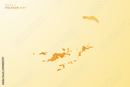 British Virgin Islands Map - Polygon style vector illustration in yellow and orange low poly geometric design, modern minimal silhouette, isolated for infographic.
