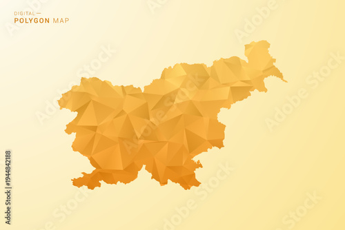 Slovenia Map - Polygon style vector illustration in yellow and orange low poly geometric design, modern minimal silhouette, isolated for infographic.