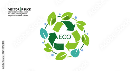 Vector illustration of a green recycling symbol with leaves and eco-friendly design elements for Global Recycling Day, representing ecology and environmental conservation
