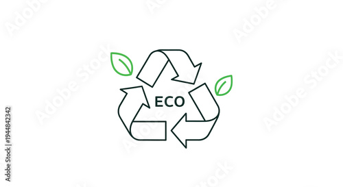 A green eco recycling symbol illustration with arrows and leaves on a clean white background representing Global Recycling Day and environmental conservation efforts