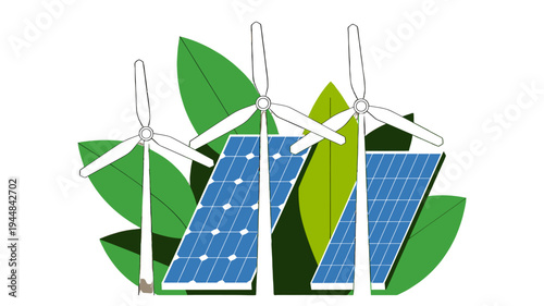 A vibrant illustration of renewable energy sources symbolizing eco-friendliness and sustainability.
