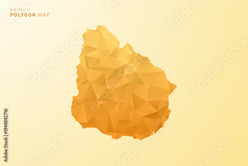 Uruguay Map - Polygon style vector illustration in yellow and orange low poly geometric design, modern minimal silhouette, isolated for infographic.