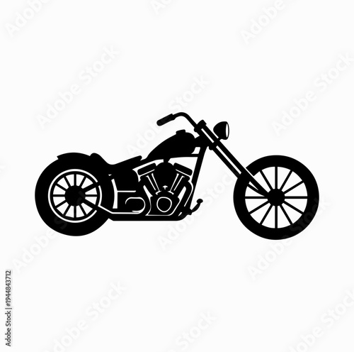 Custom Chopper Motorcycle Silhouette Classic Cruiser Motorbike Side View