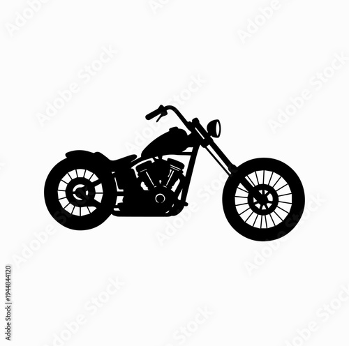 Custom Chopper Motorcycle Silhouette Classic Cruiser Motorbike Side View
