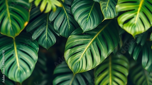 Lush green hosta leaves abstract natural background