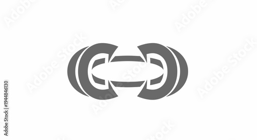 Stylized Grey Stadium Icon Representing Sports and Entertainment Facilities, Isolated White Background