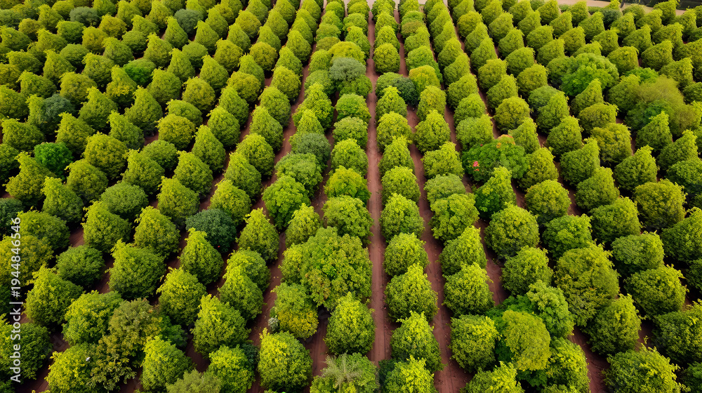Fototapeta premium Aerial view of citriculture in Petorca in Chile, South America - plantation of citrus fruits