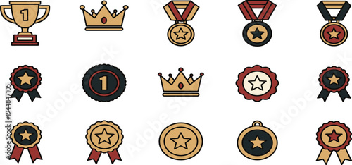 A collection of various awards and medals on display