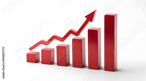 Free Download Red Bar Chart with Upward Trending Arrow Illustrating Growth. - GFXLoad