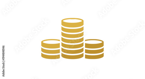 Golden Stacked Coins Vector Icon for Finance and Wealth on Isolated White Background